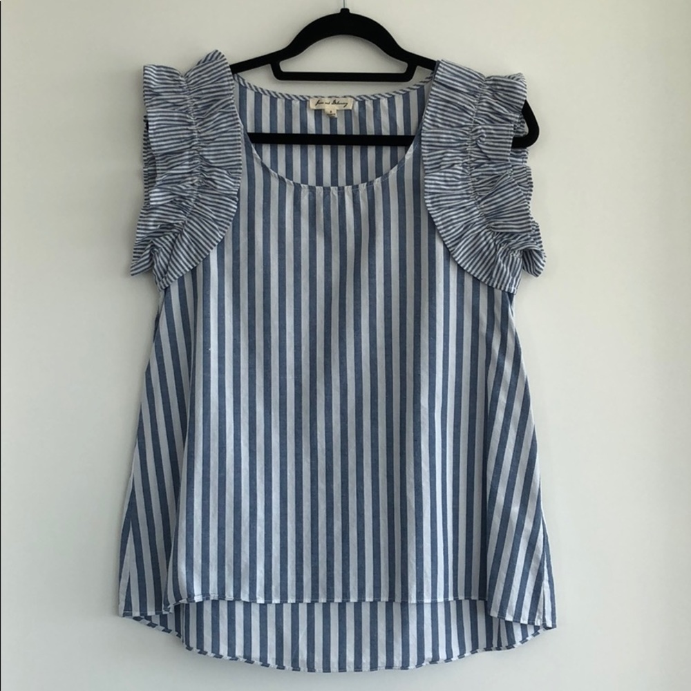 Striped top with ruffles